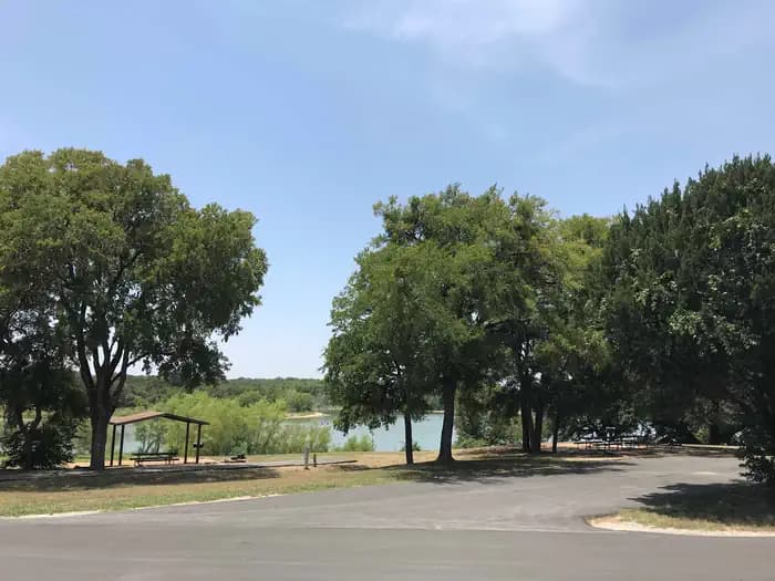 Campsite with Waco Lake in background