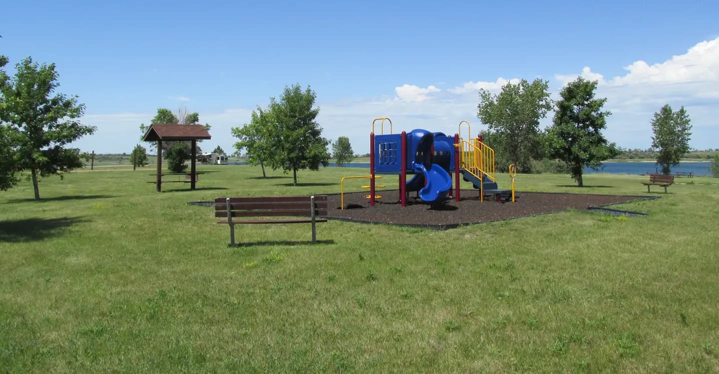 Playground equipment at Wolf Creek Campground on Lake Sakakawea