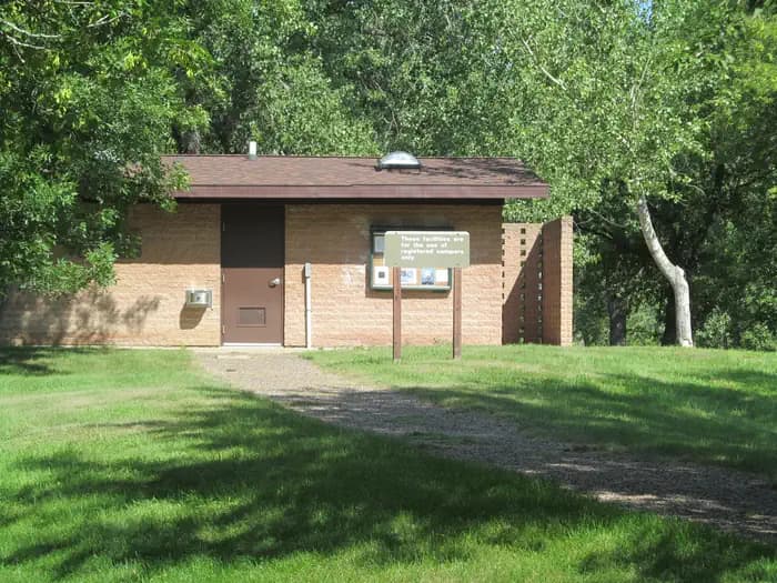 One of many comfort station/shower buildings in the Downstream Campground