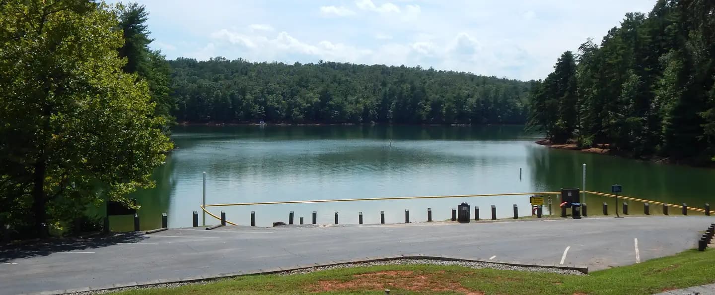 View of Philpott Lake from the parking area.