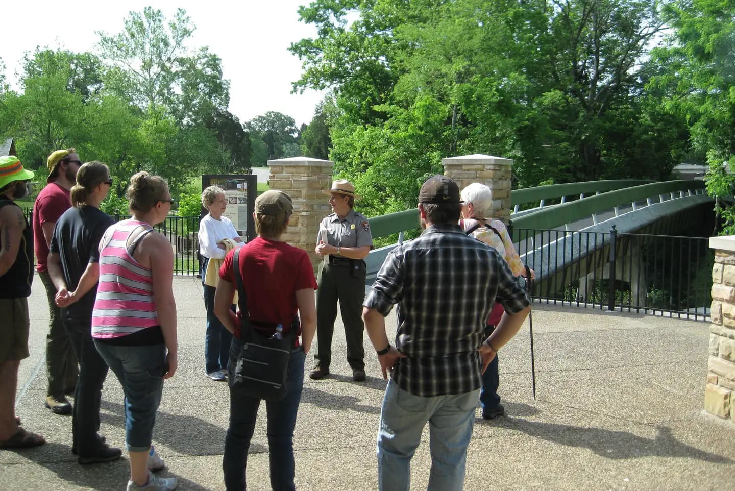 Ranger interacting with visitors at a porch talk.