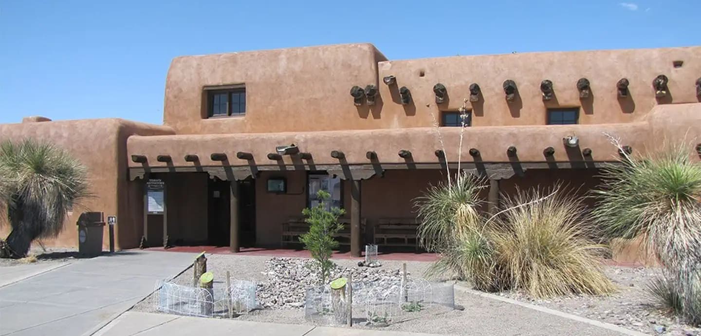 Visitor Center adobe structure at White Sands National Monument