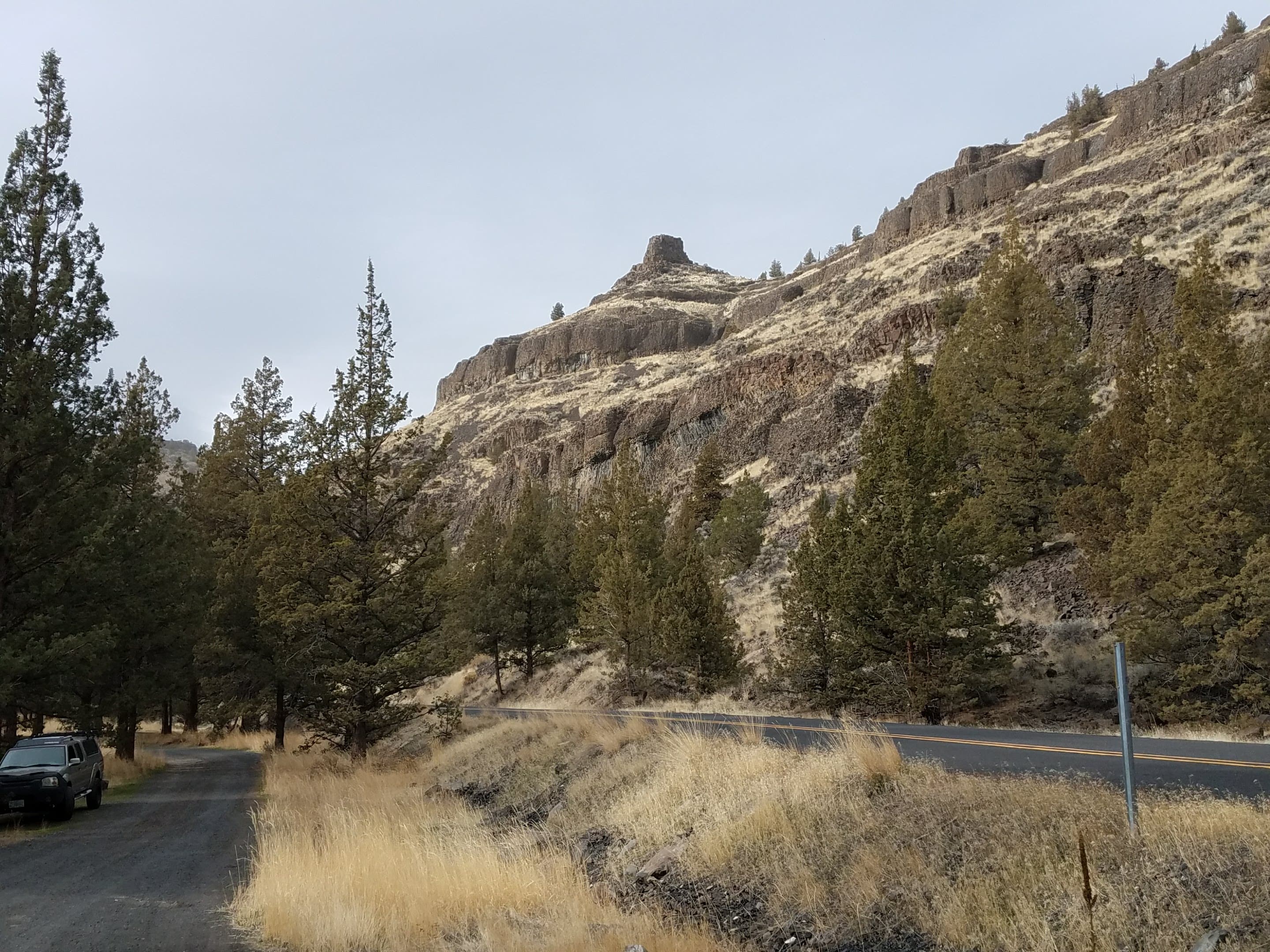 View of Chimney Rock from Post Pile Campground