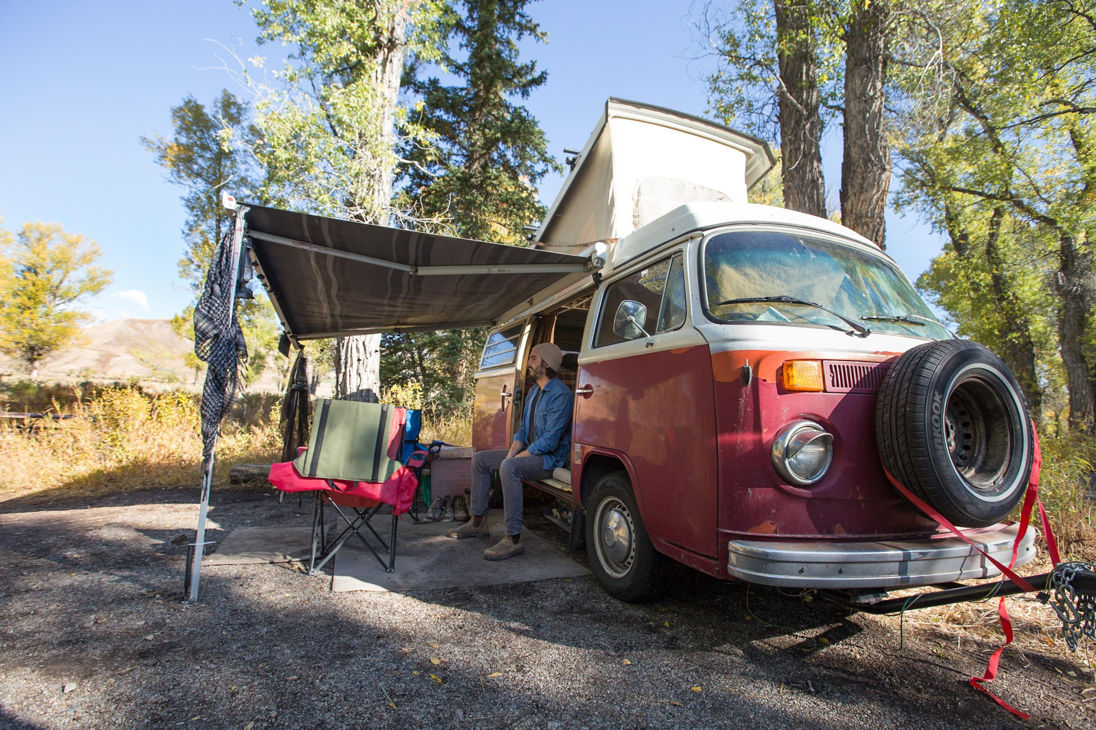 Camper van at the Gros Ventre Campground