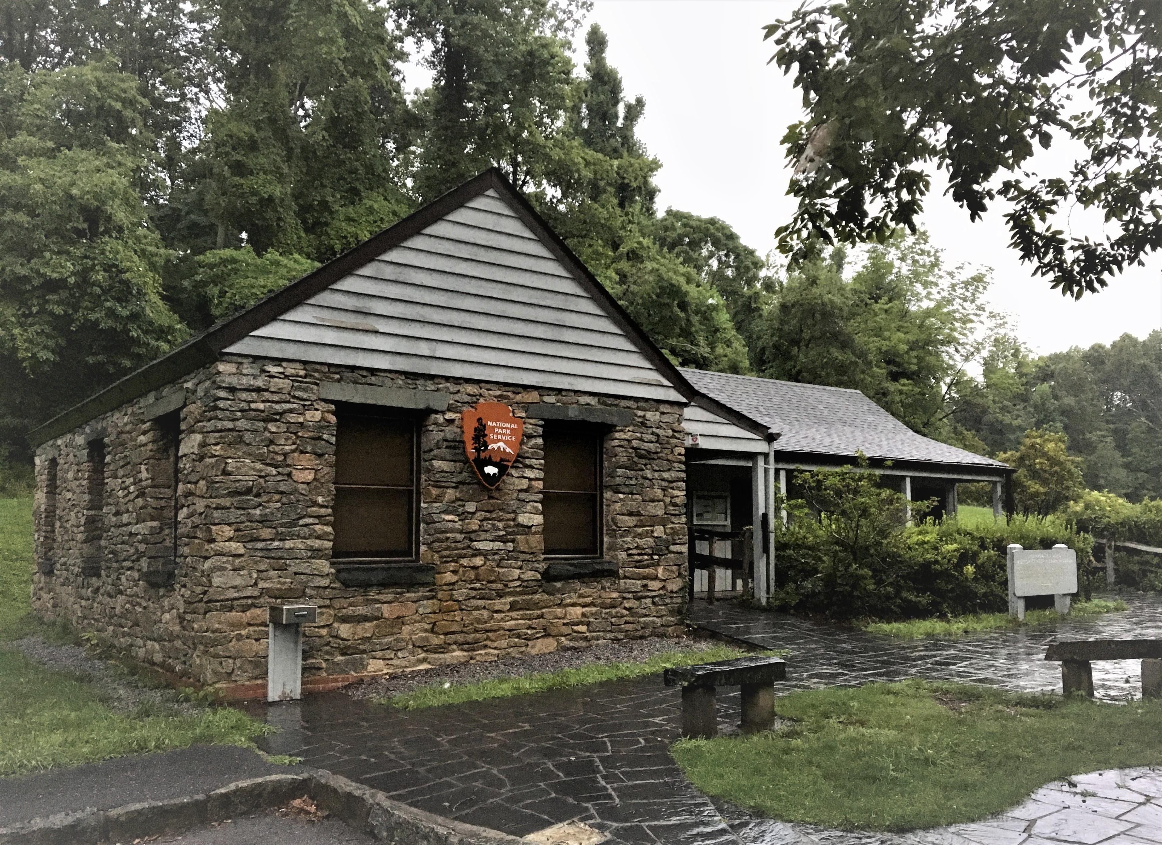 The stone Humpback Rocks Visitor Center