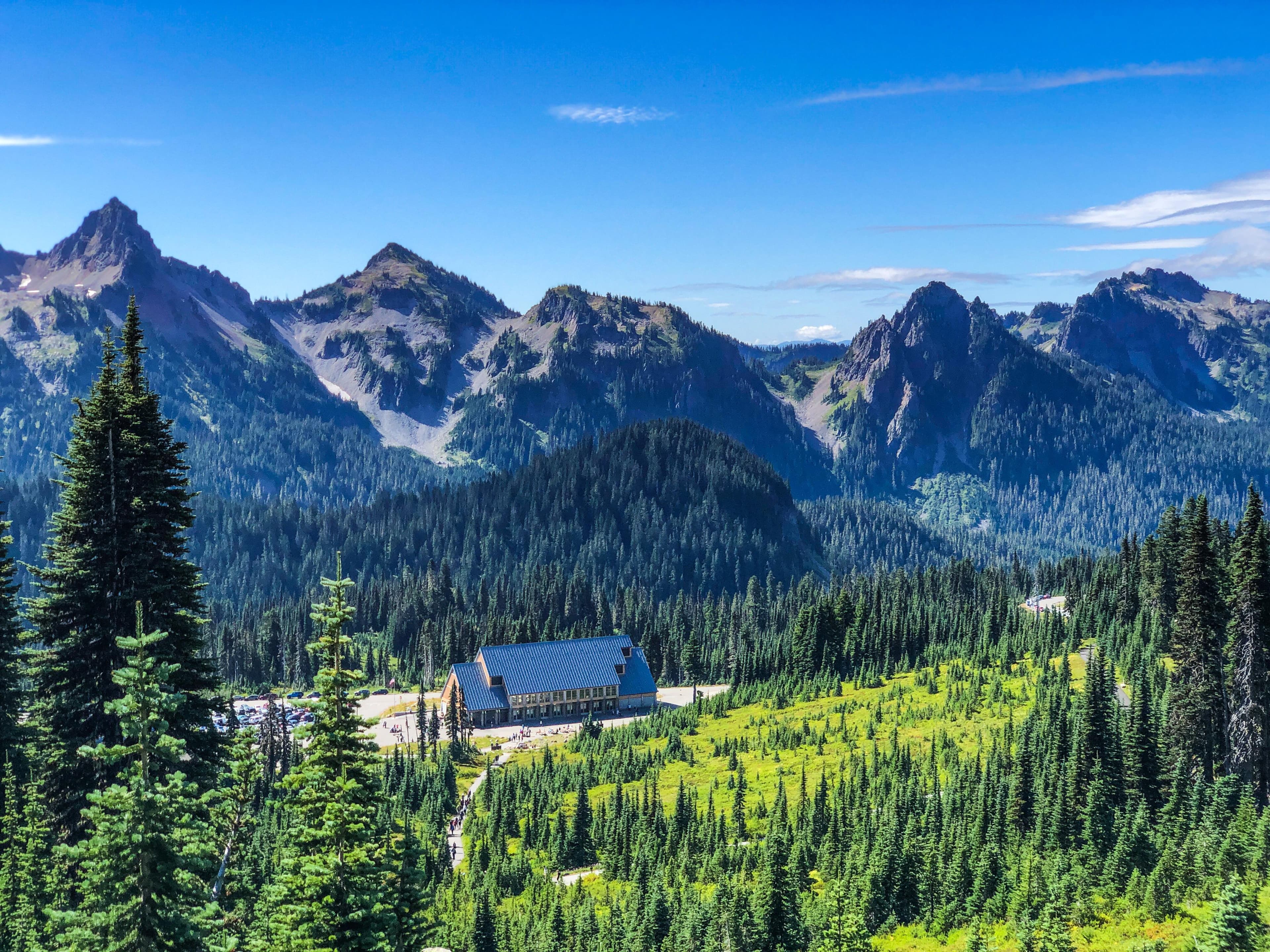 Henry M Jackson Memorial Visitor Center in Front of the Tatoosh