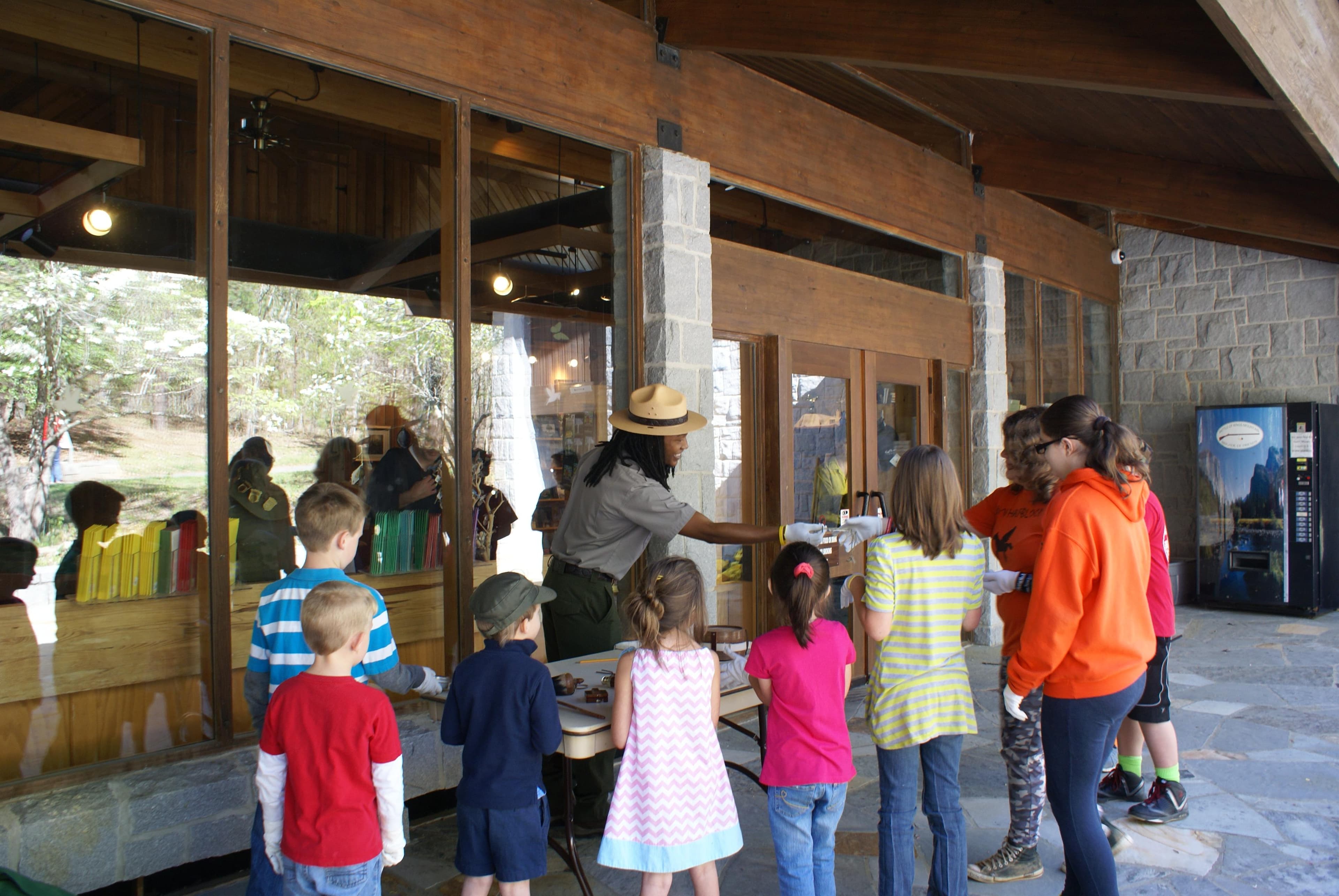 Park Ranger with Visitors