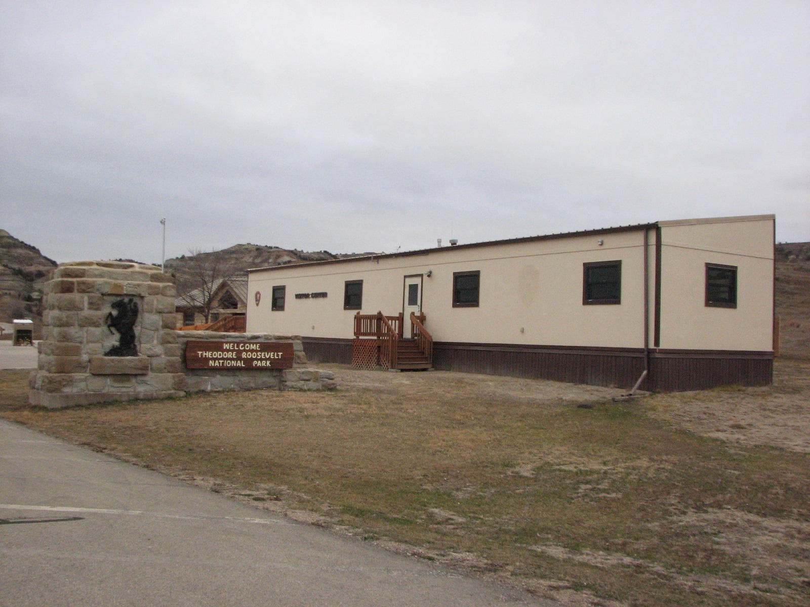 North Unit Visitor Center With Park Sign