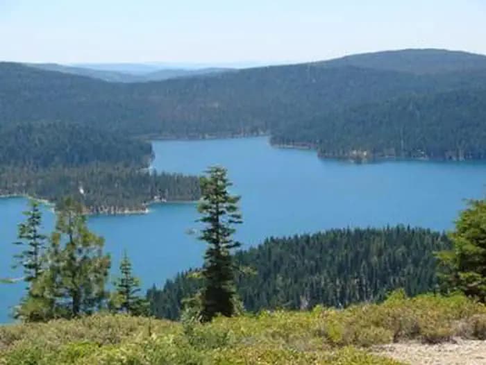Bird's-eye view of Little Grass Valley Reservoir