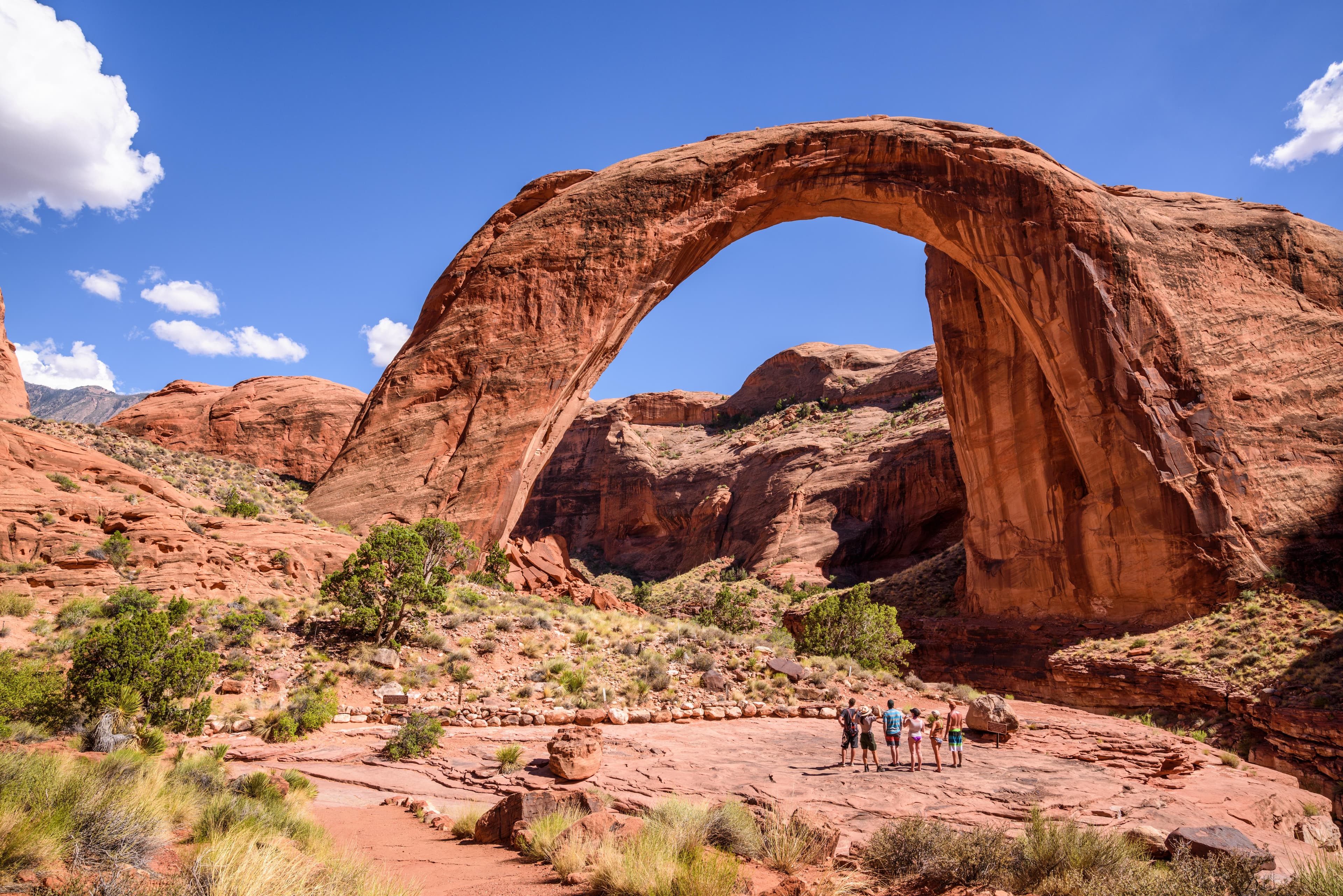 Visitors stop at the second viewing area to get a close look of Rainbow Bridge.