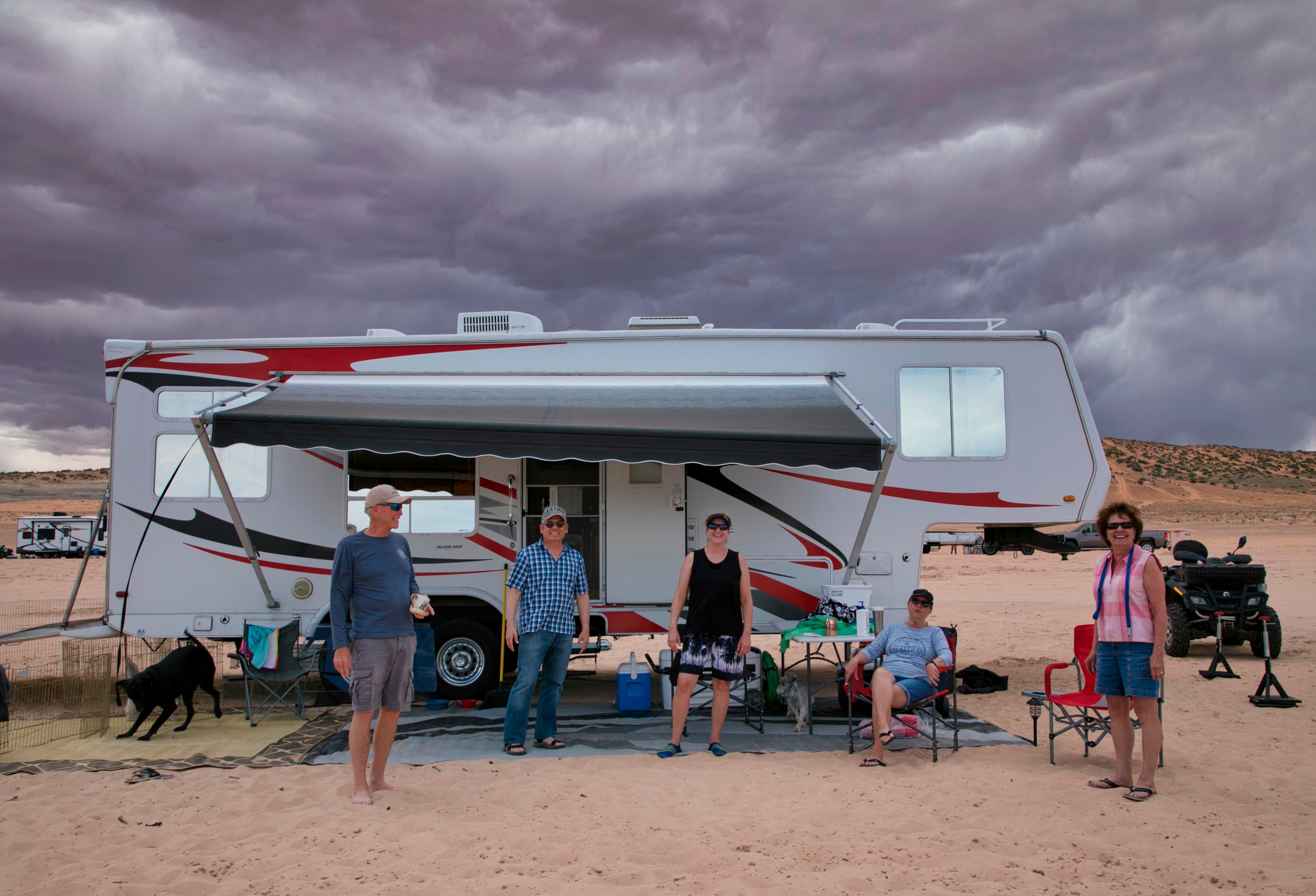 The whole family can enjoy the beach camping at Lone Rock.