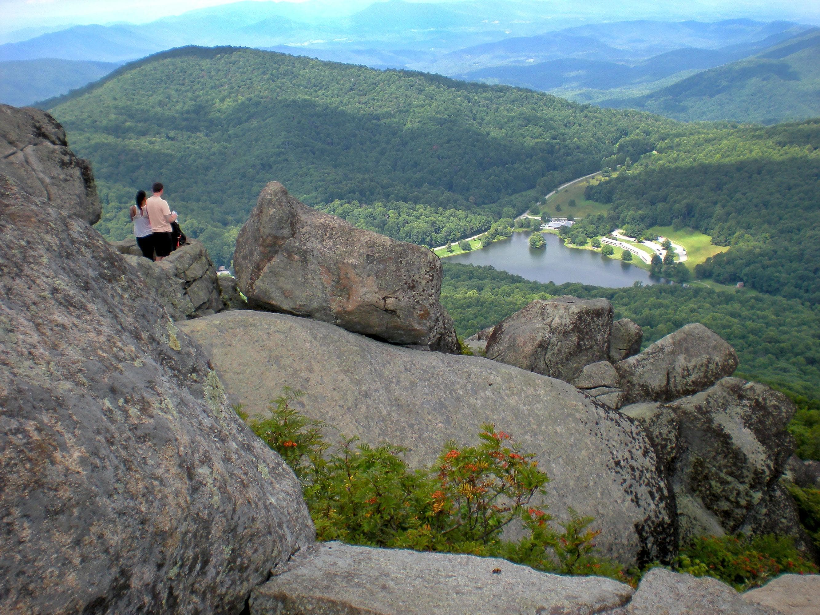 A hike up Sharp Top rewards hikers with views of the surrounding countryside.