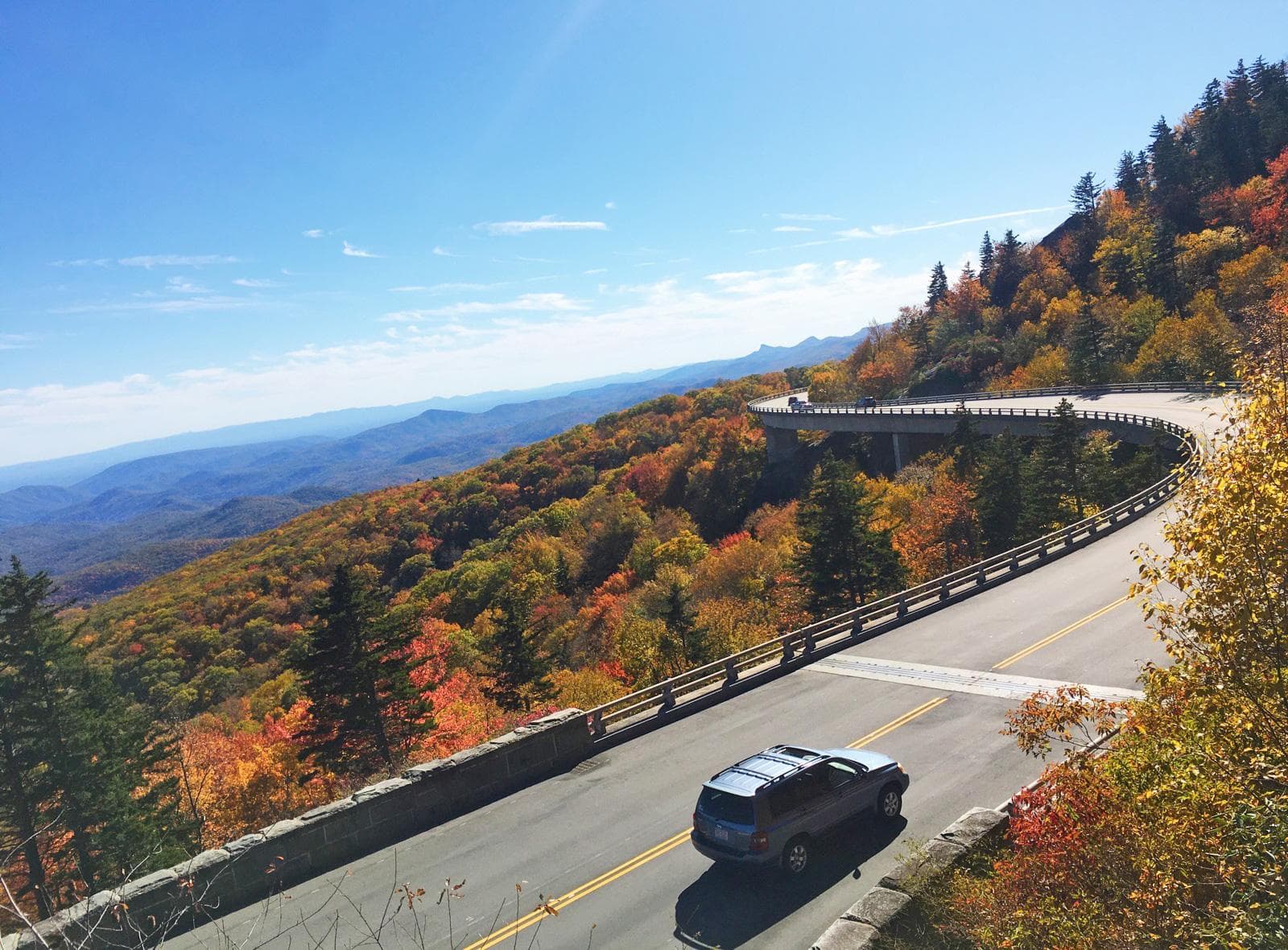 The Linn Cove Viaduct was engineered to prevent damage to the fragile environment of Grandfather Mountain.