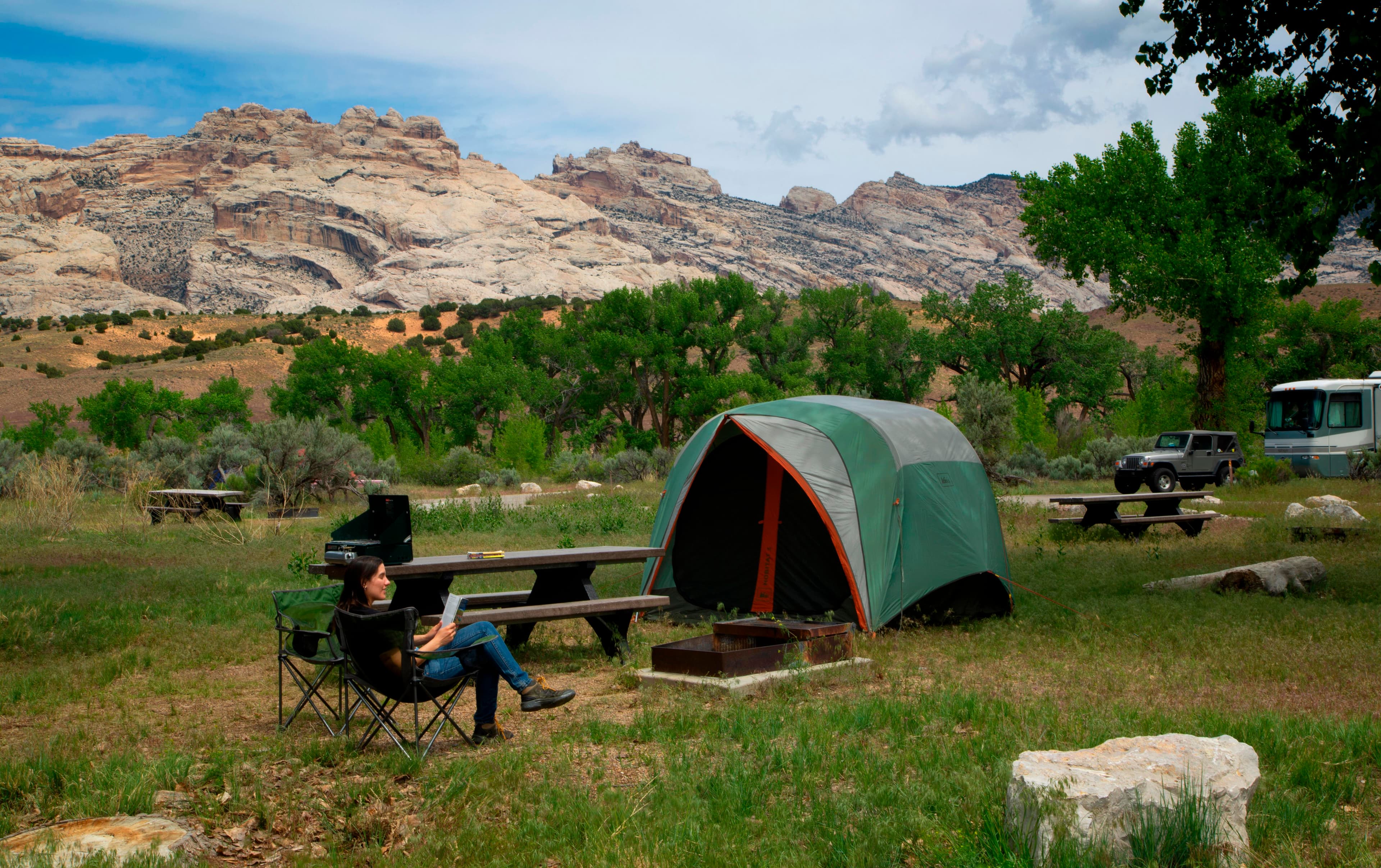 The Green River Campground provides views of Split Mountain.