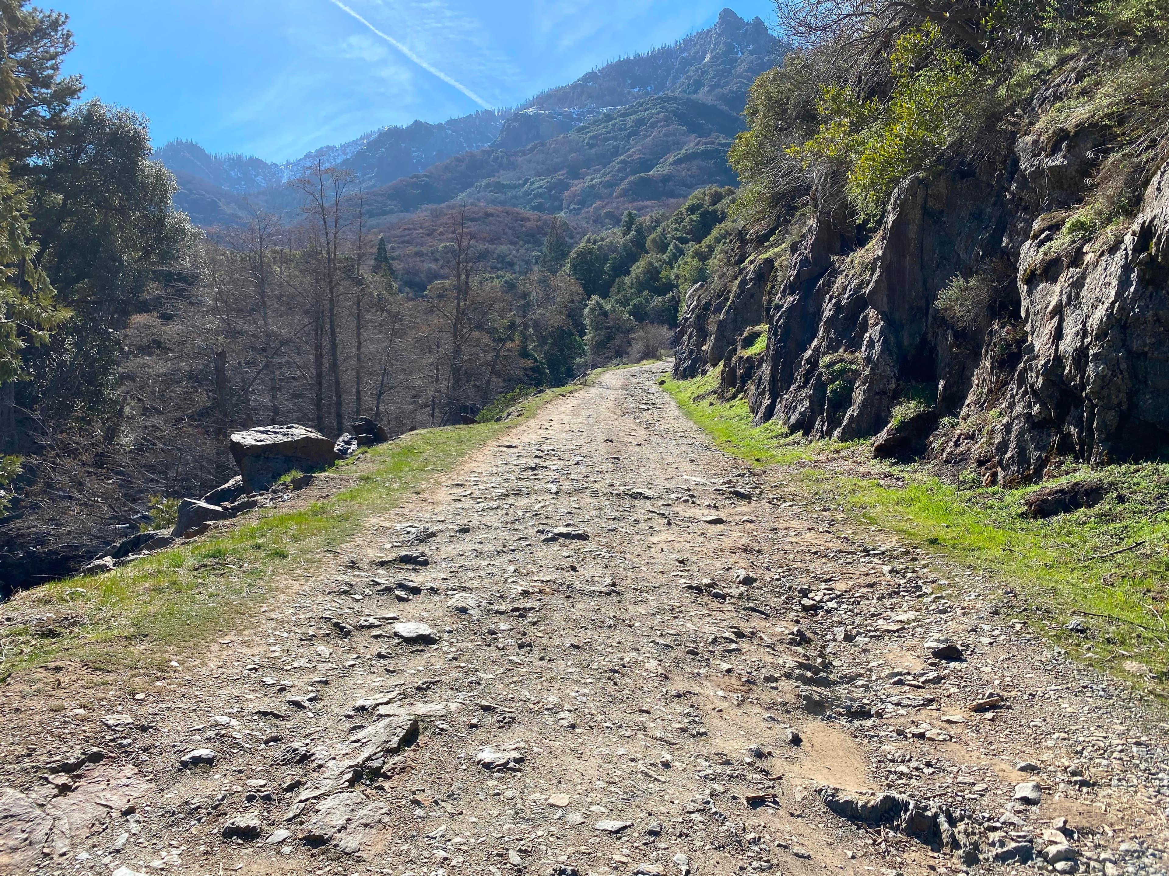 A rugged, one-lane section of the South Fork Road.