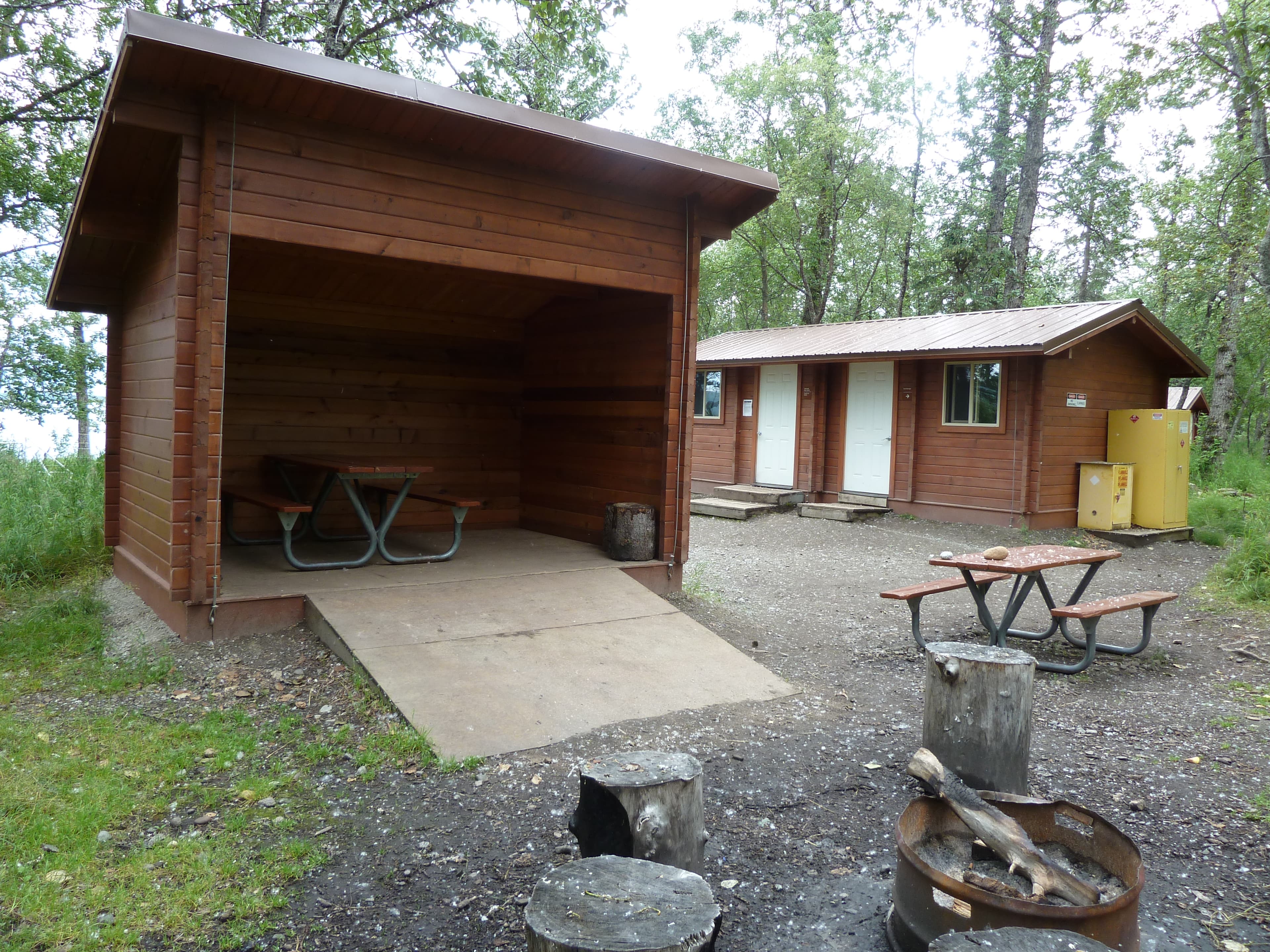 Three shelters in Brooks Camp Campground are designated for eating and cooking.