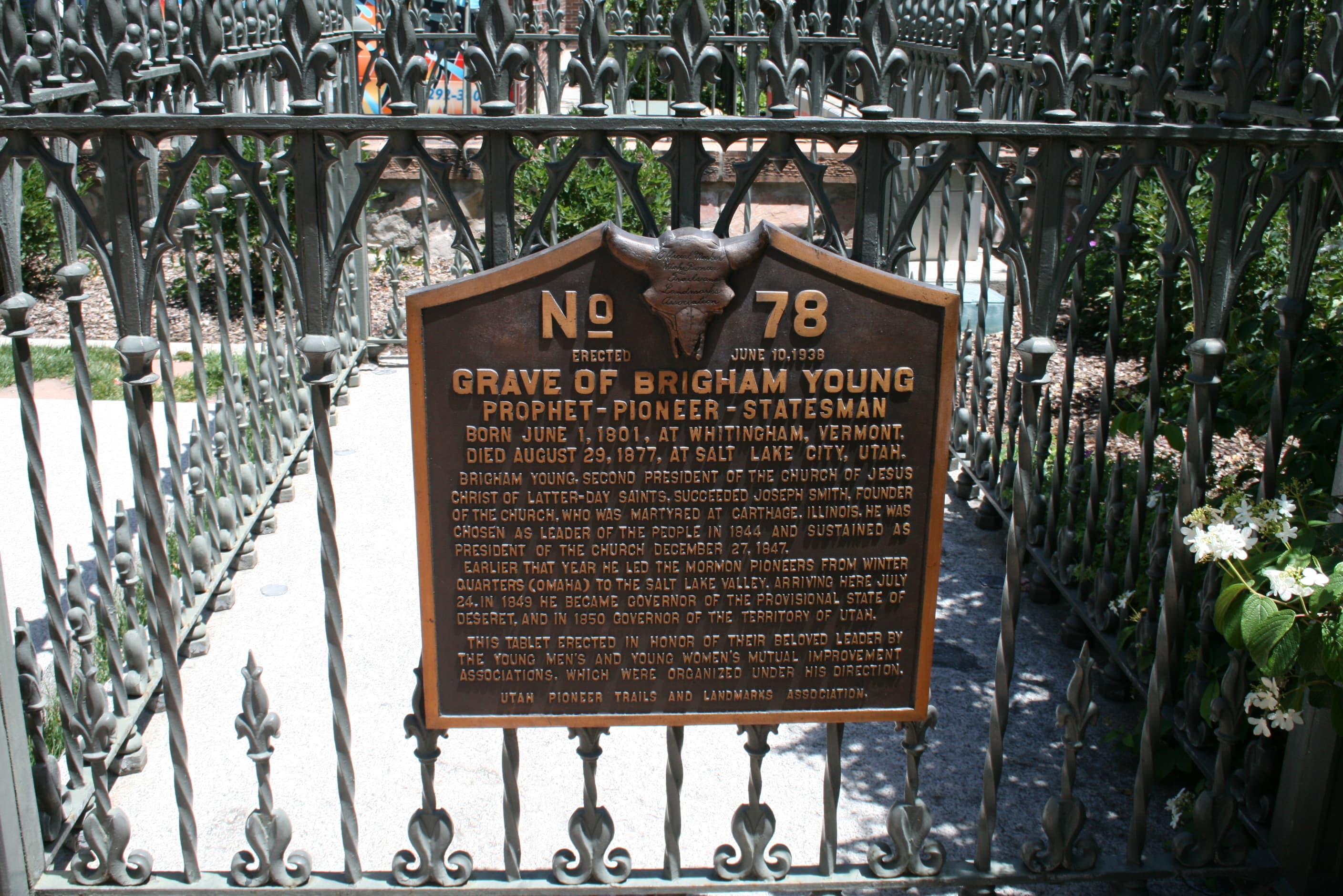 Brigham Young's grave lies in the heart of downtown Salt Lake City, Utah