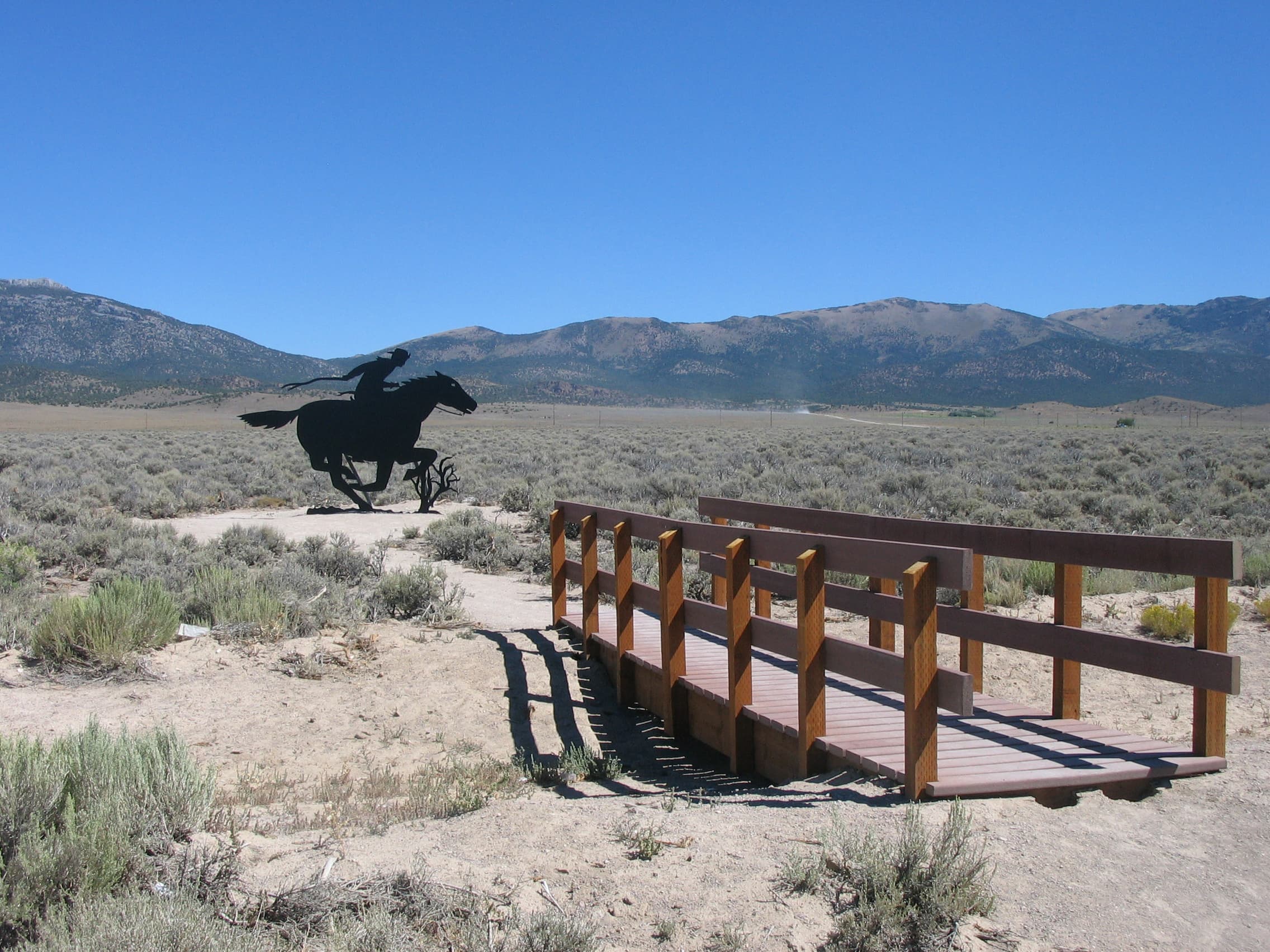 A Pony Express rider silhouette can be found at the Schelbourne Station site in Nevada.