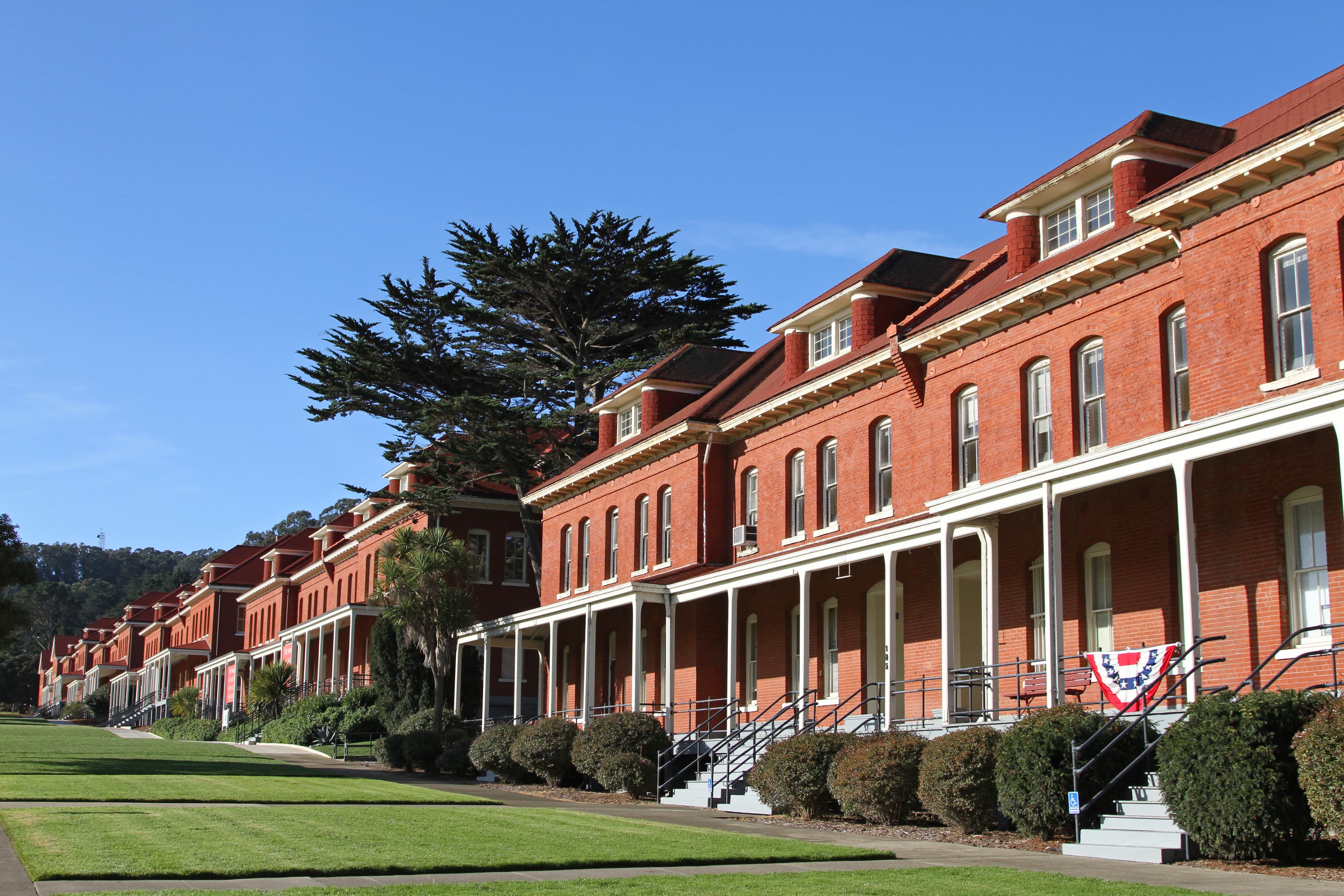 The brick barracks on Montgomery Street showcase military architecture from the late 1800s.