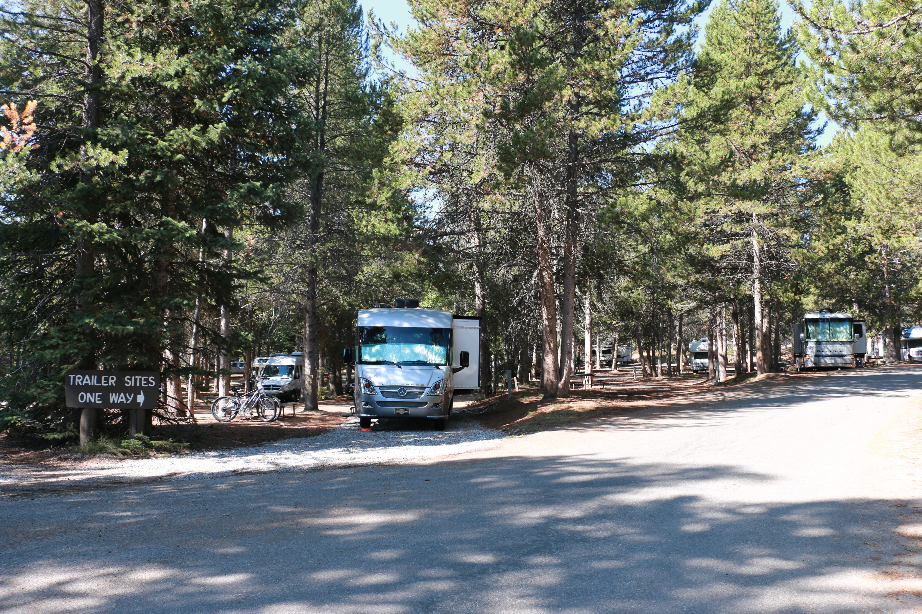 The Colter Bay RV park offers full hookups in a park setting.