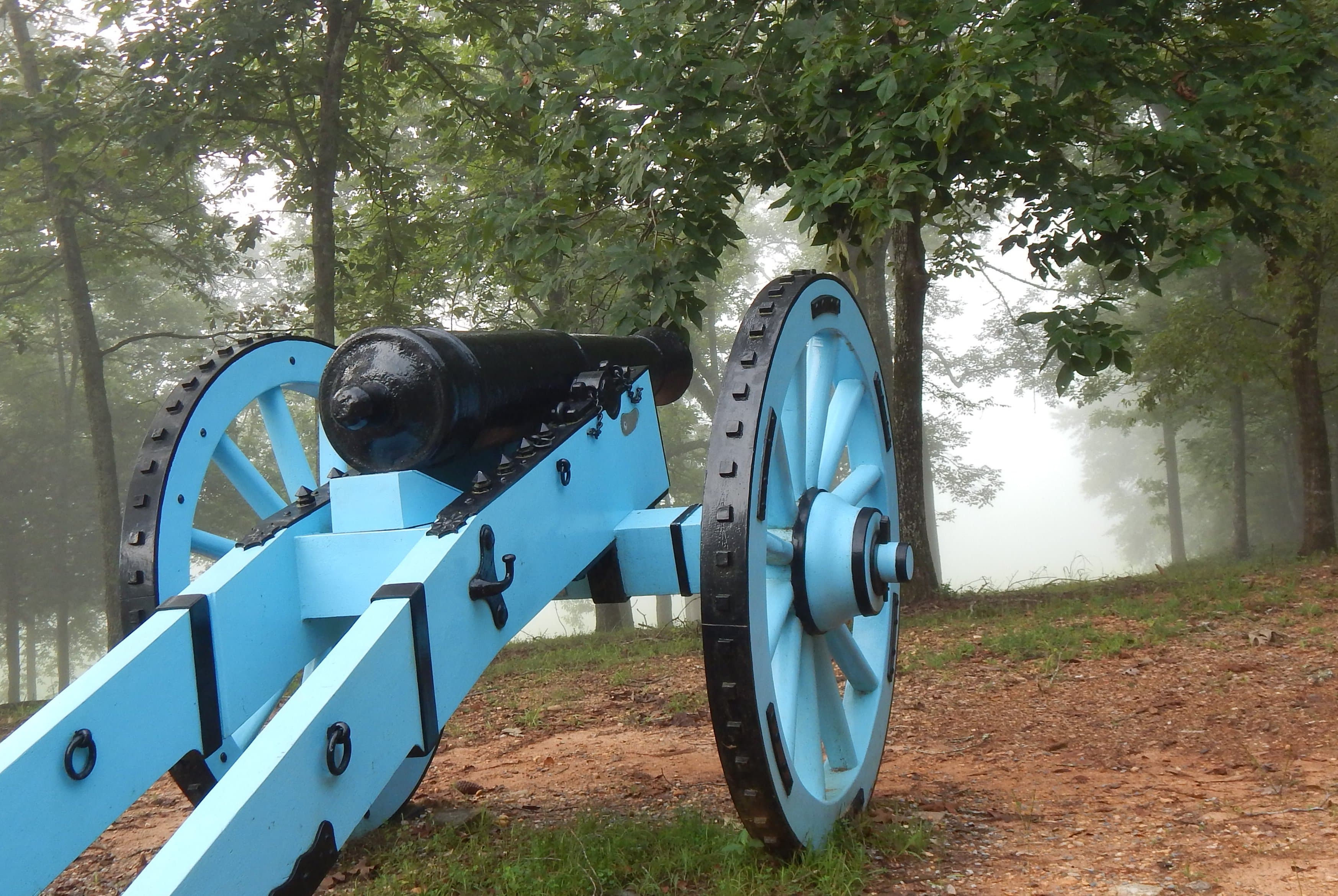 On Gun Hill, the historic cannon sits approximately where Gen. Andrew Jackson's artillery pieces fired upon the stout log barricade erected by Red Stick Creeks during the Battle of the Horseshoe.
