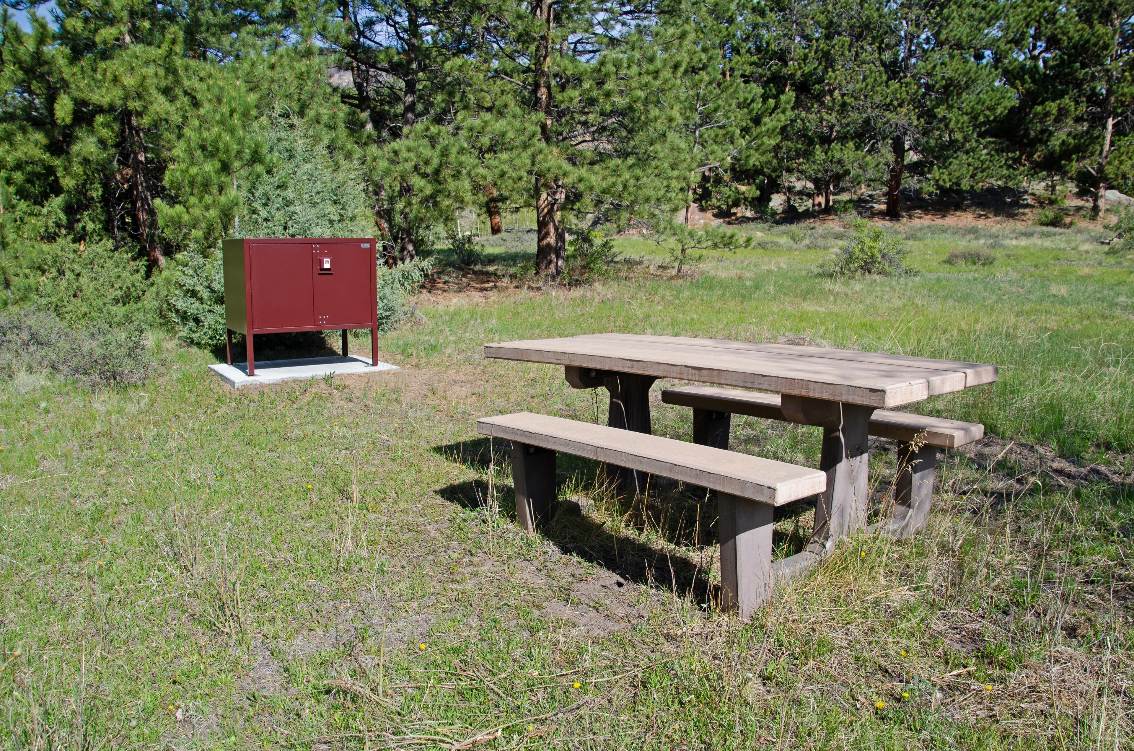 All campsites have a picnic table, fire ring and food storage locker