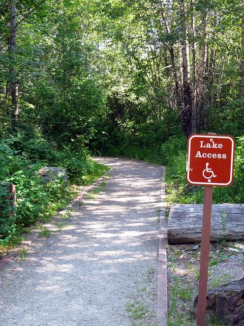 An accessible trail leads to the lake