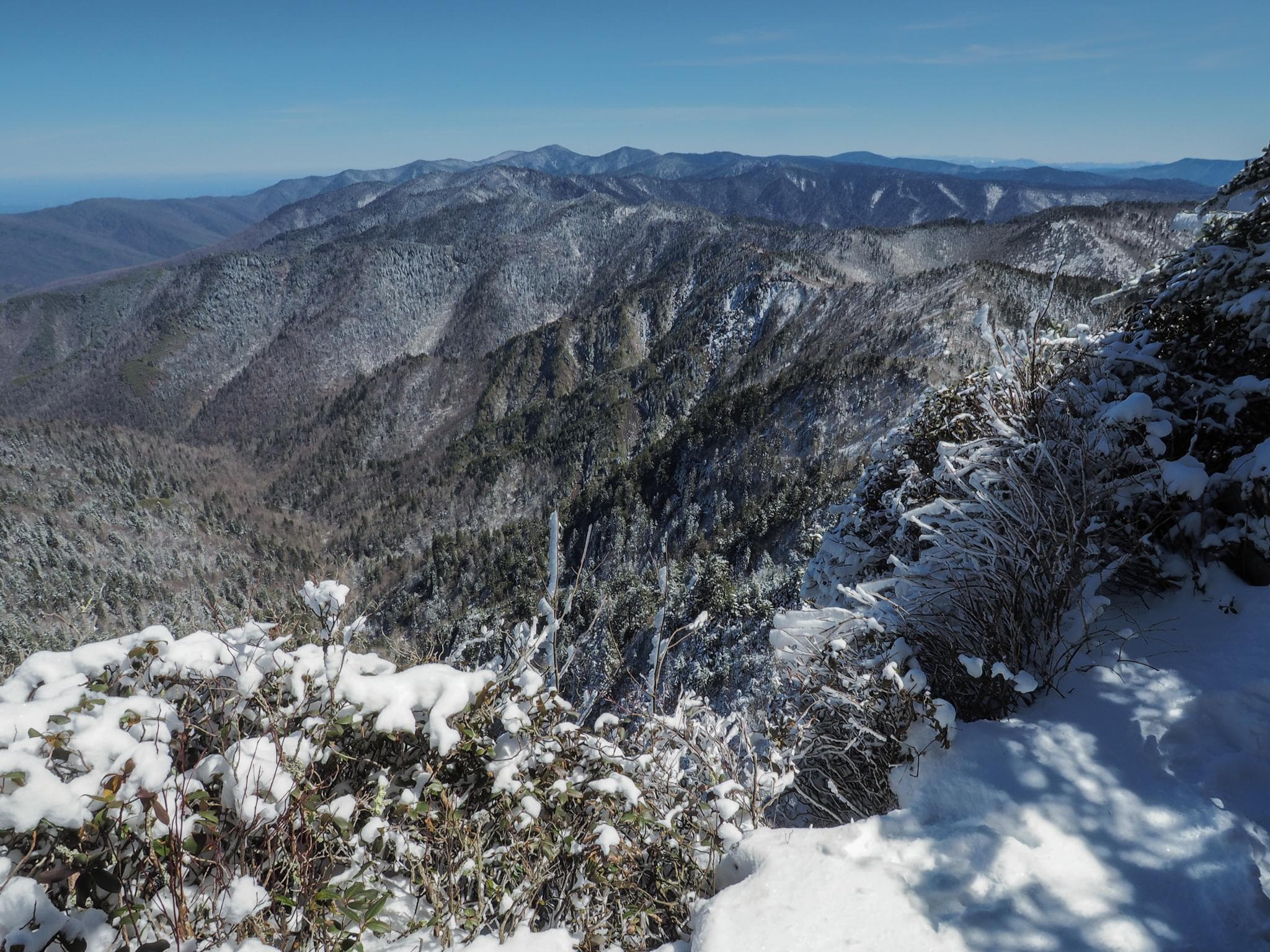 The Smokies receives snow periodically throughout the winter, mostly at higher elevations.