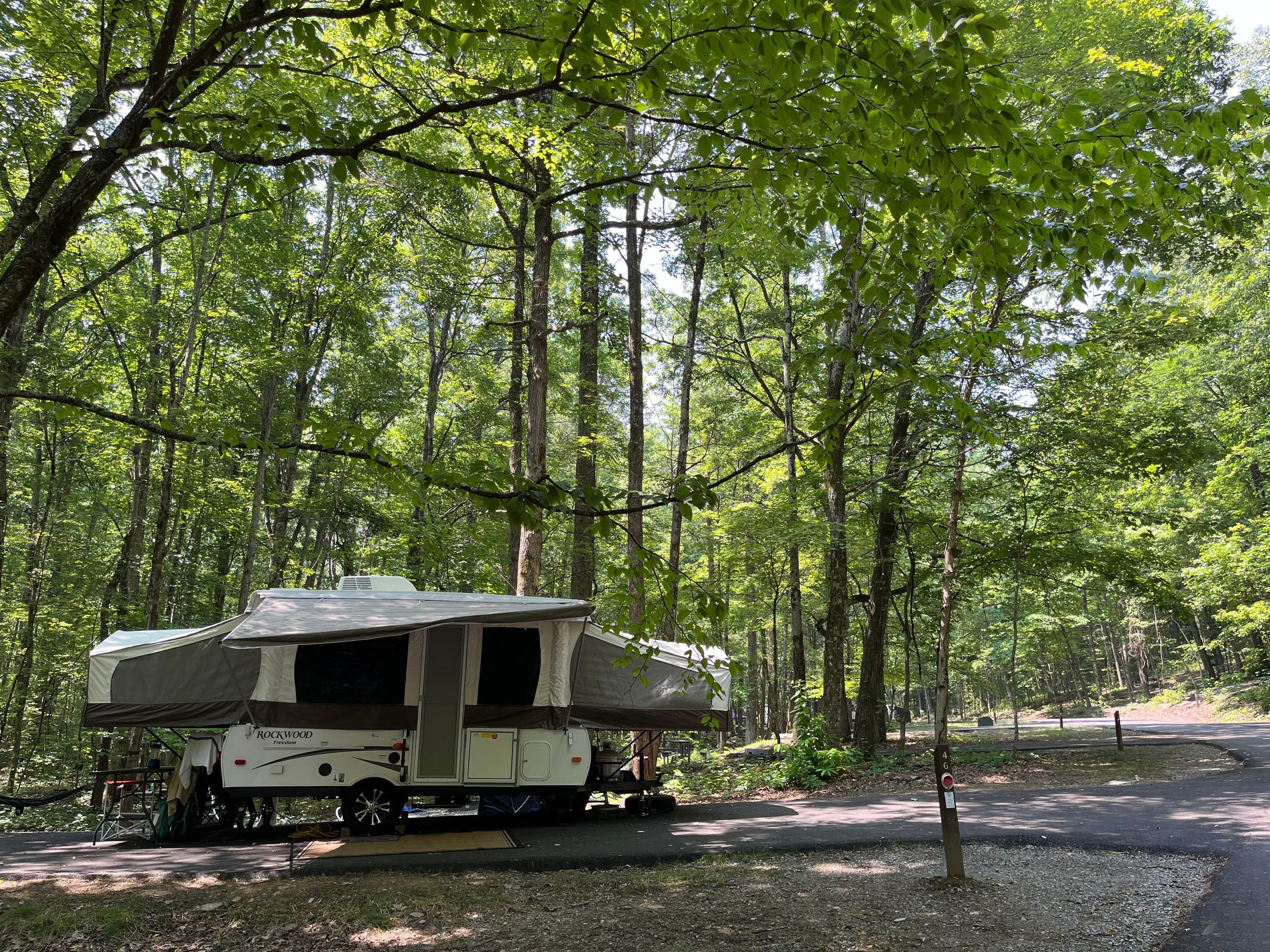 Look Rock Campground permits RVs and trailers, in addition to tents. Maximum size depends on the site and is listed on recreation.gov.