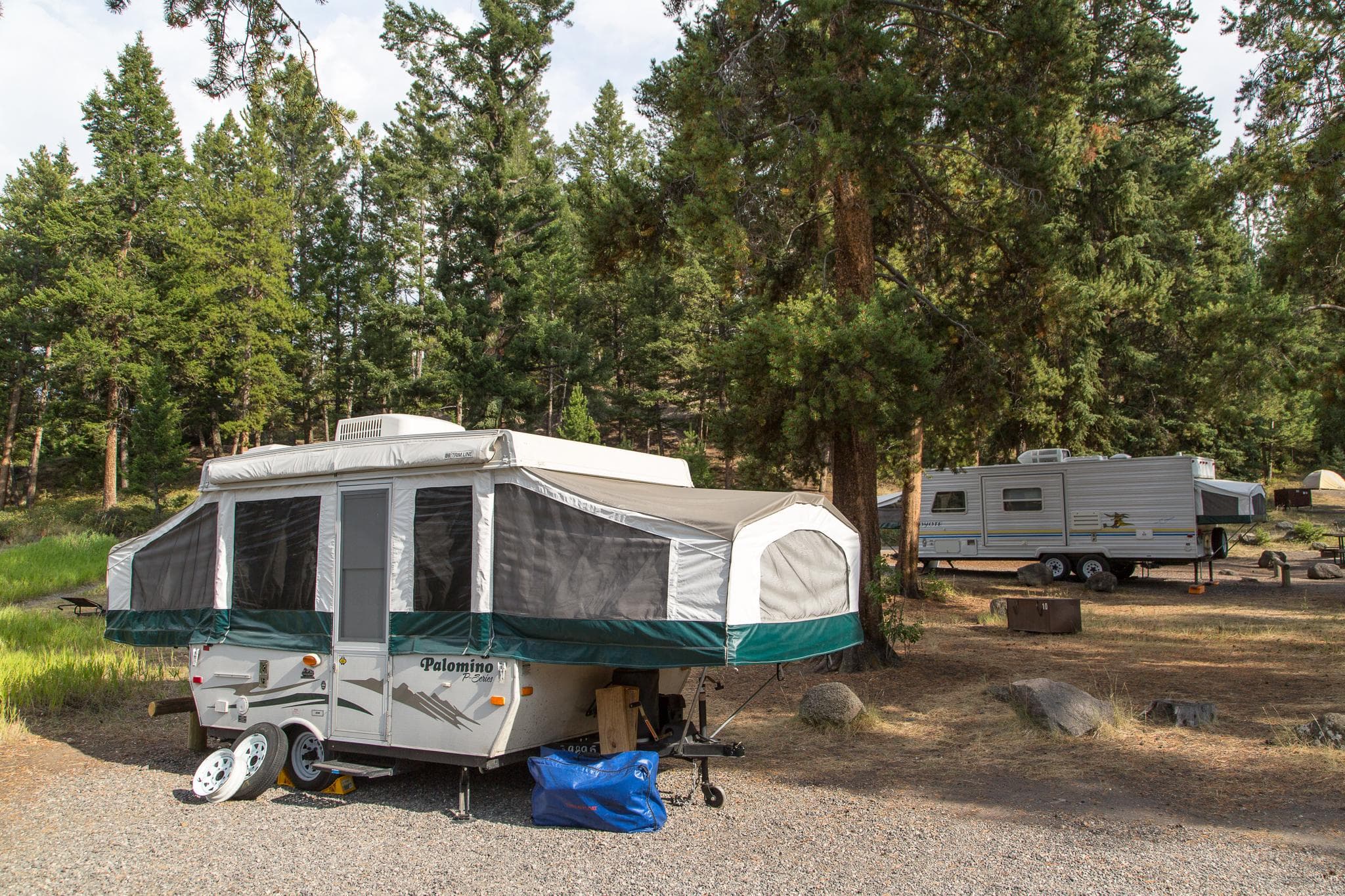 RVs at the Tower Fall Campground