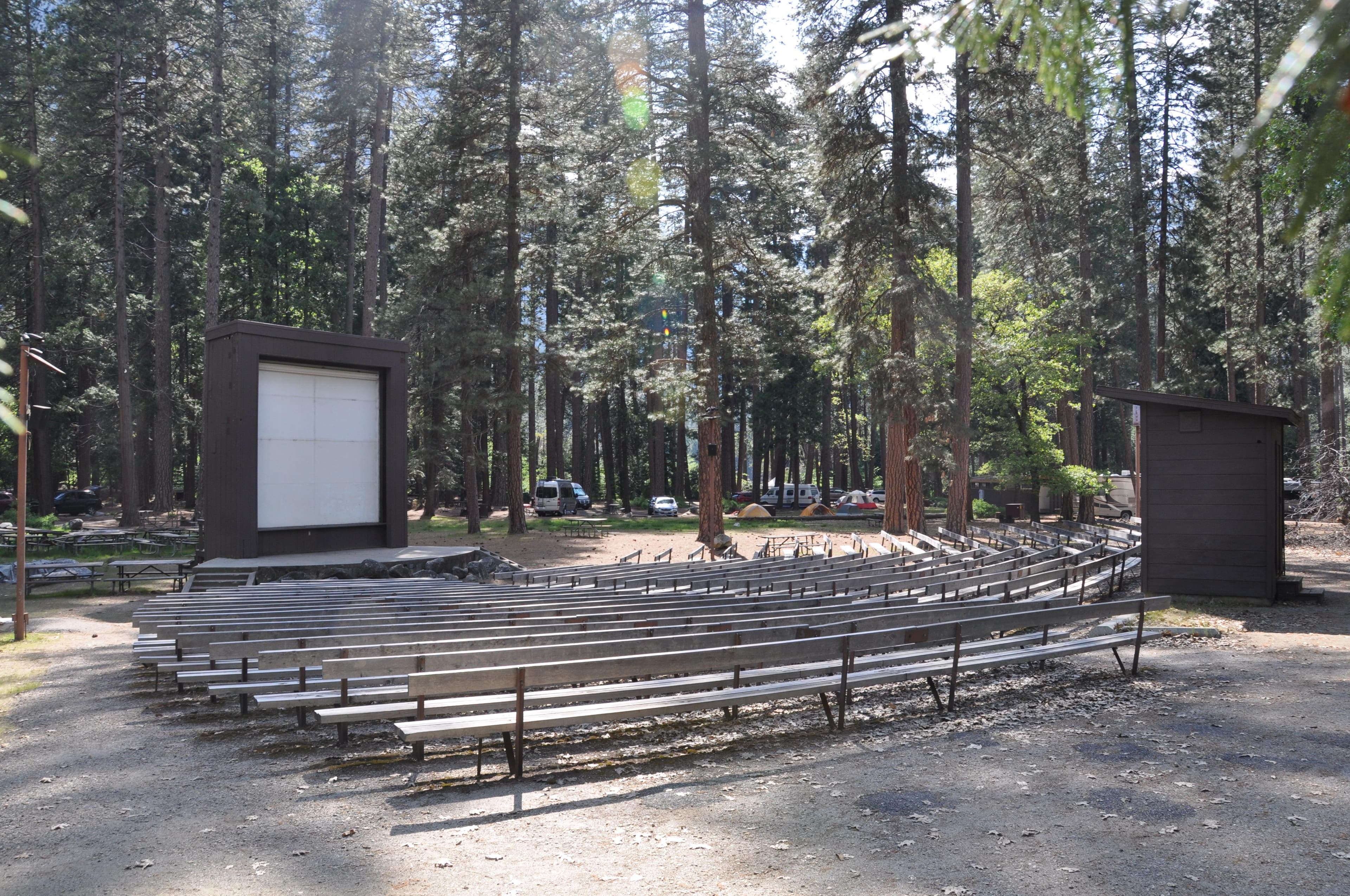 Lower Pines amphitheater where summer evening ranger programs may take place.
