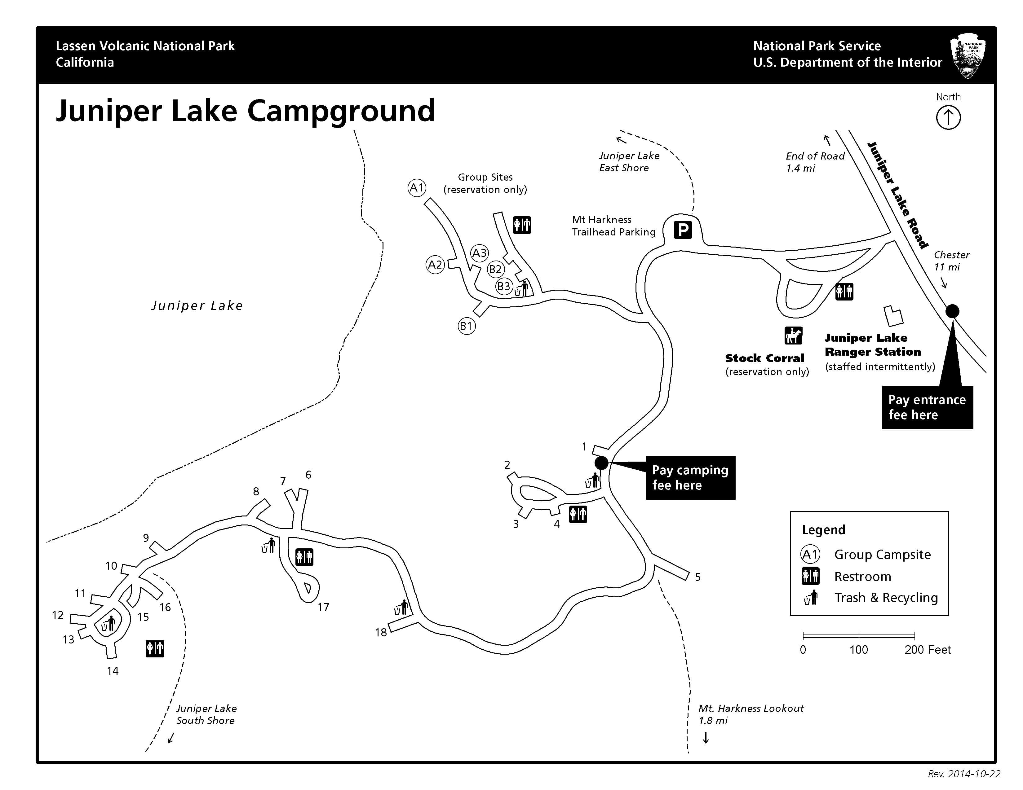Juniper Lake Campground is located adjacent to Juniper Lake.