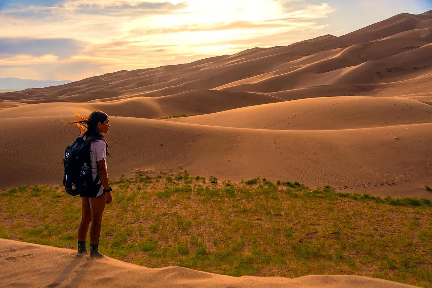 Backpacking into the dunes is a unique experience, with open views of the sky.