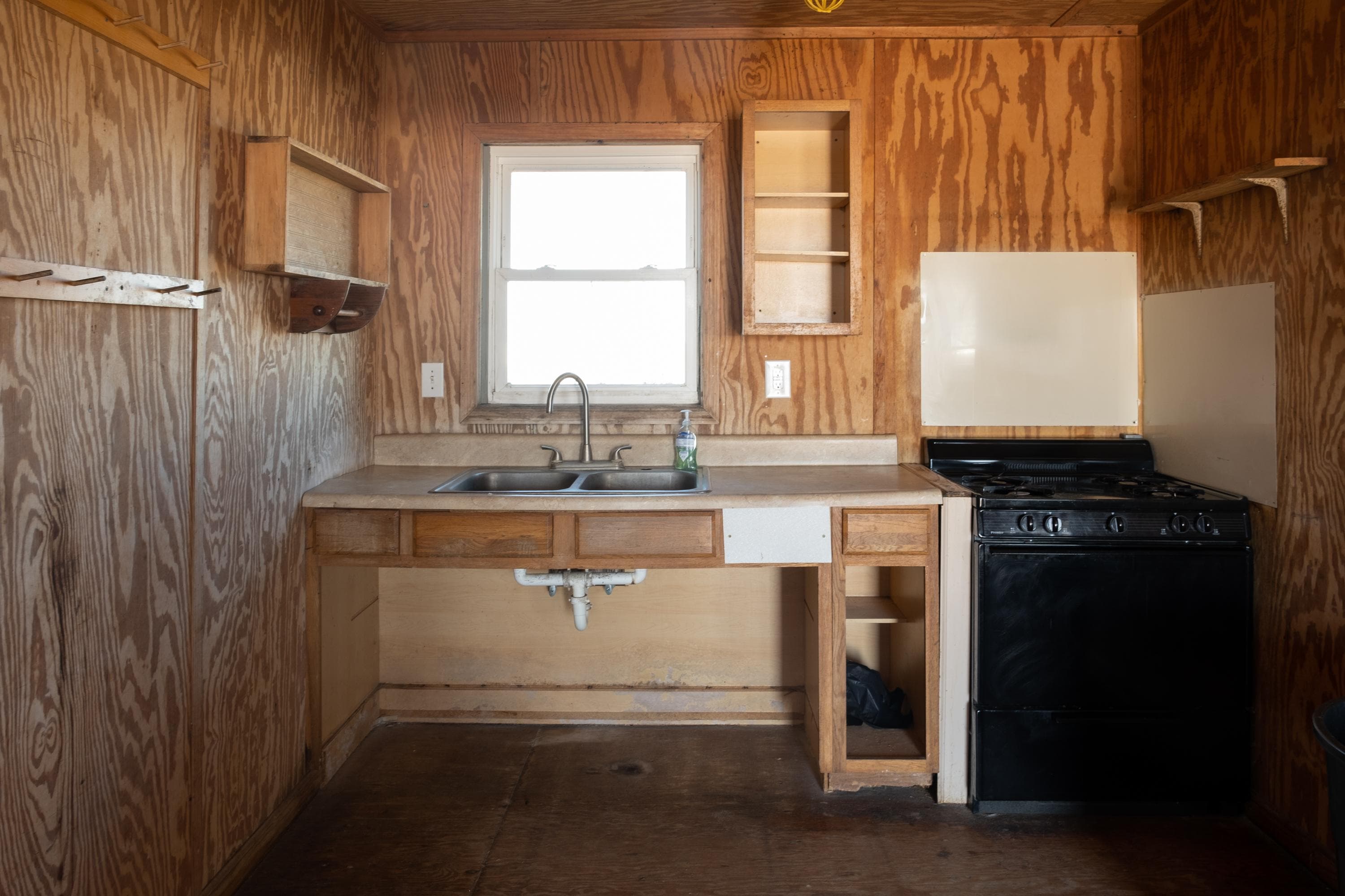 Each cabin comes with a stove and sink for visitors to use.
