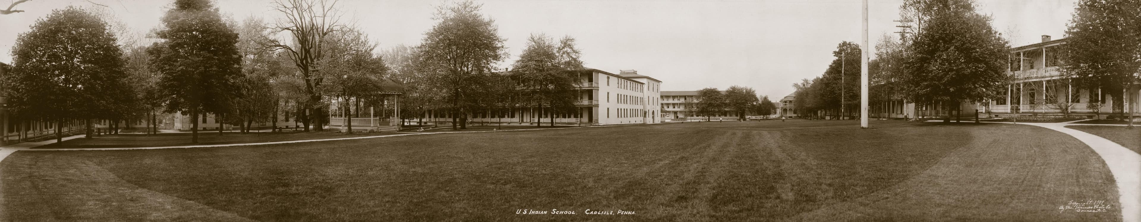 The campus of the Carlisle Indian Industrial School, as seen in 1909.