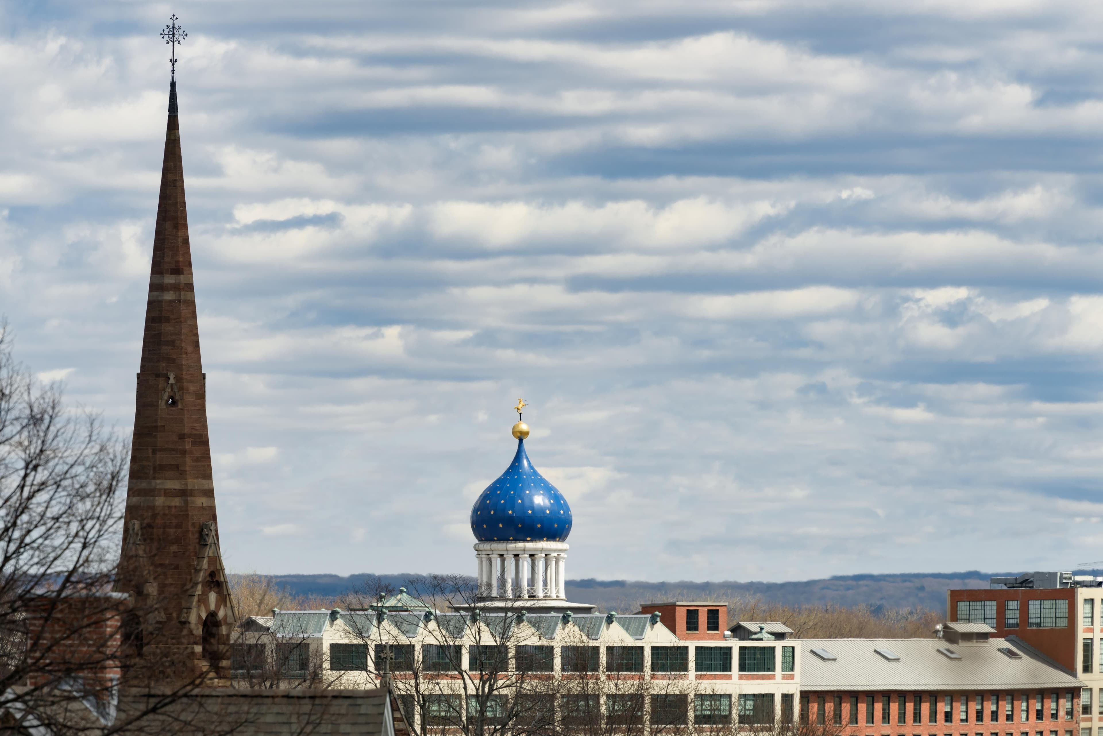 The Blue Onion Dome was rebuilt after the fire in February of 1864. Today it graces the skyline of Hartford, just as the the Church of the Good Shepherd does, reminding those who see if of the Colts and their legacy.