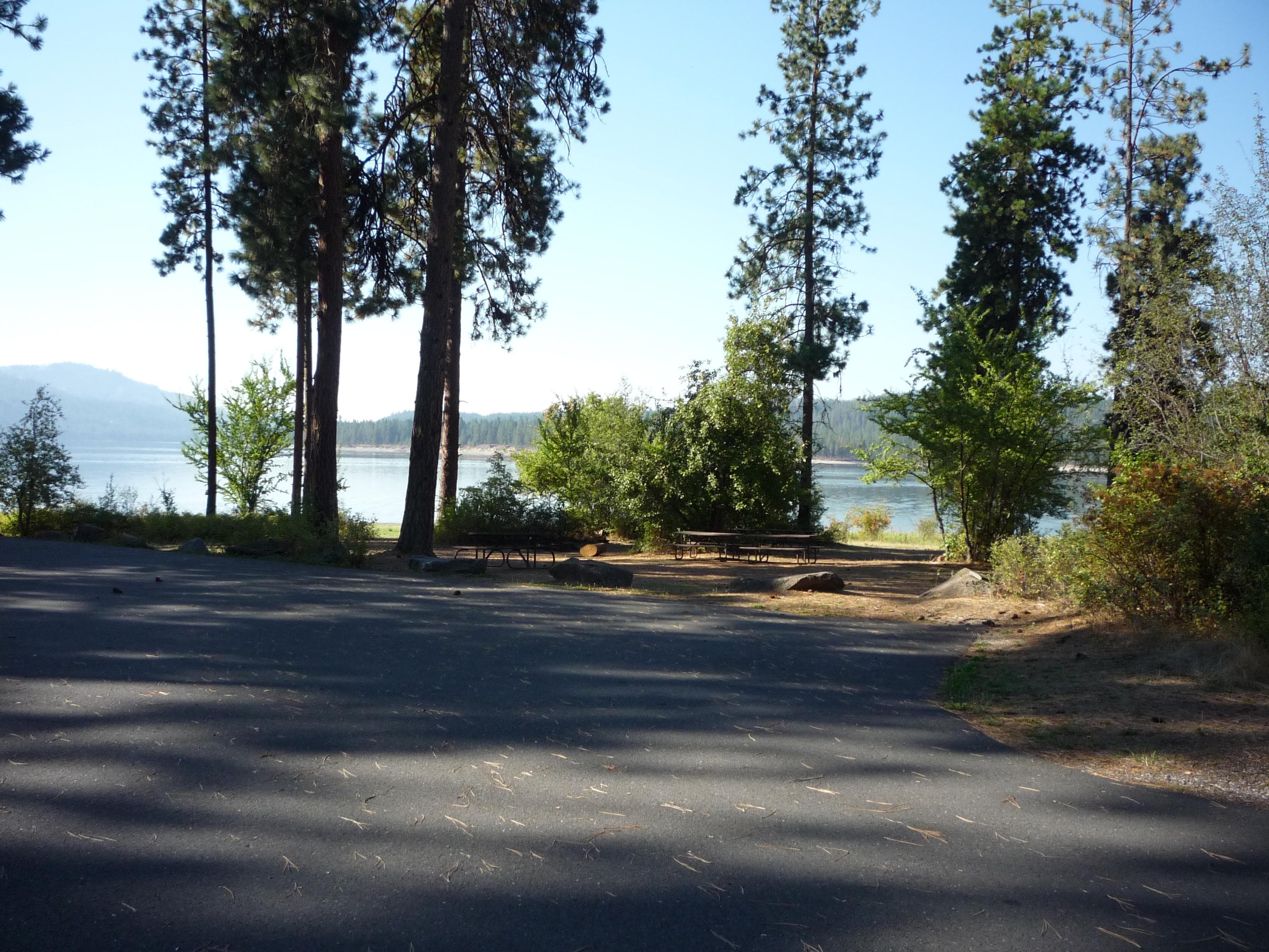 A campsite with a lake view at Gifford Campground.