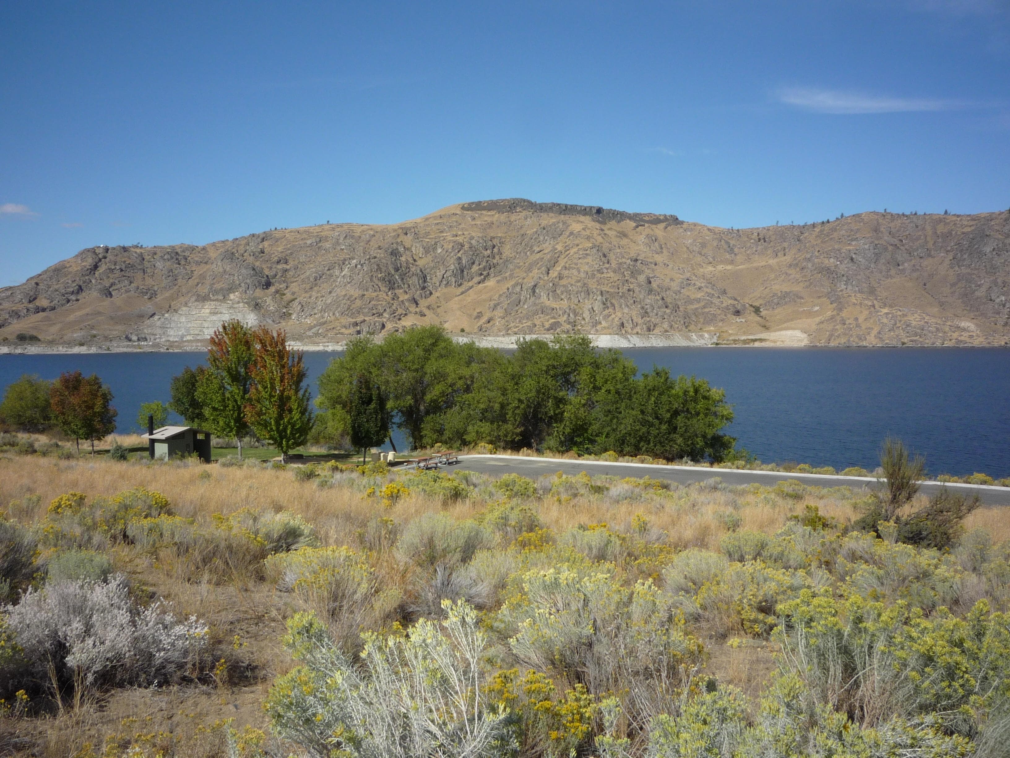Overview of a group site at Spring Canyon Campground.