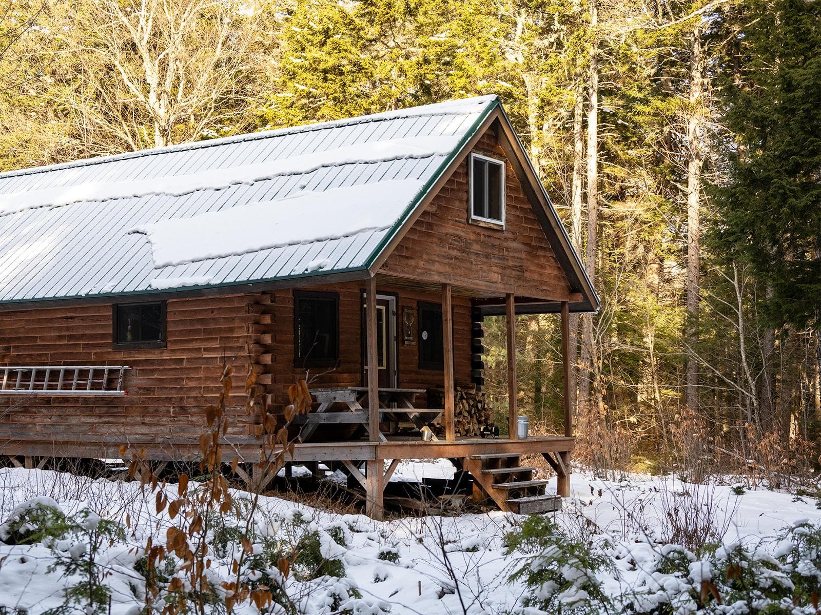 Big Spring Brook Hut in the winter.