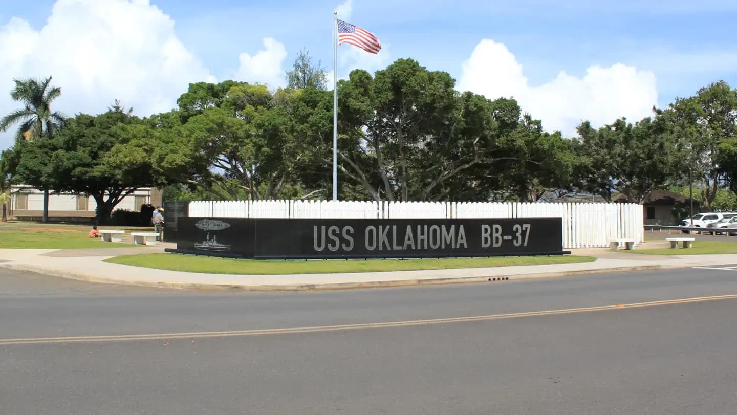 An image of the USS Oklahoma BB-37 memorial